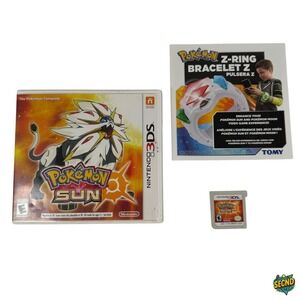 Pokemon Sun Nintendo 3DS Game with Case, Z ring Insert AUTHENTIC TESTED